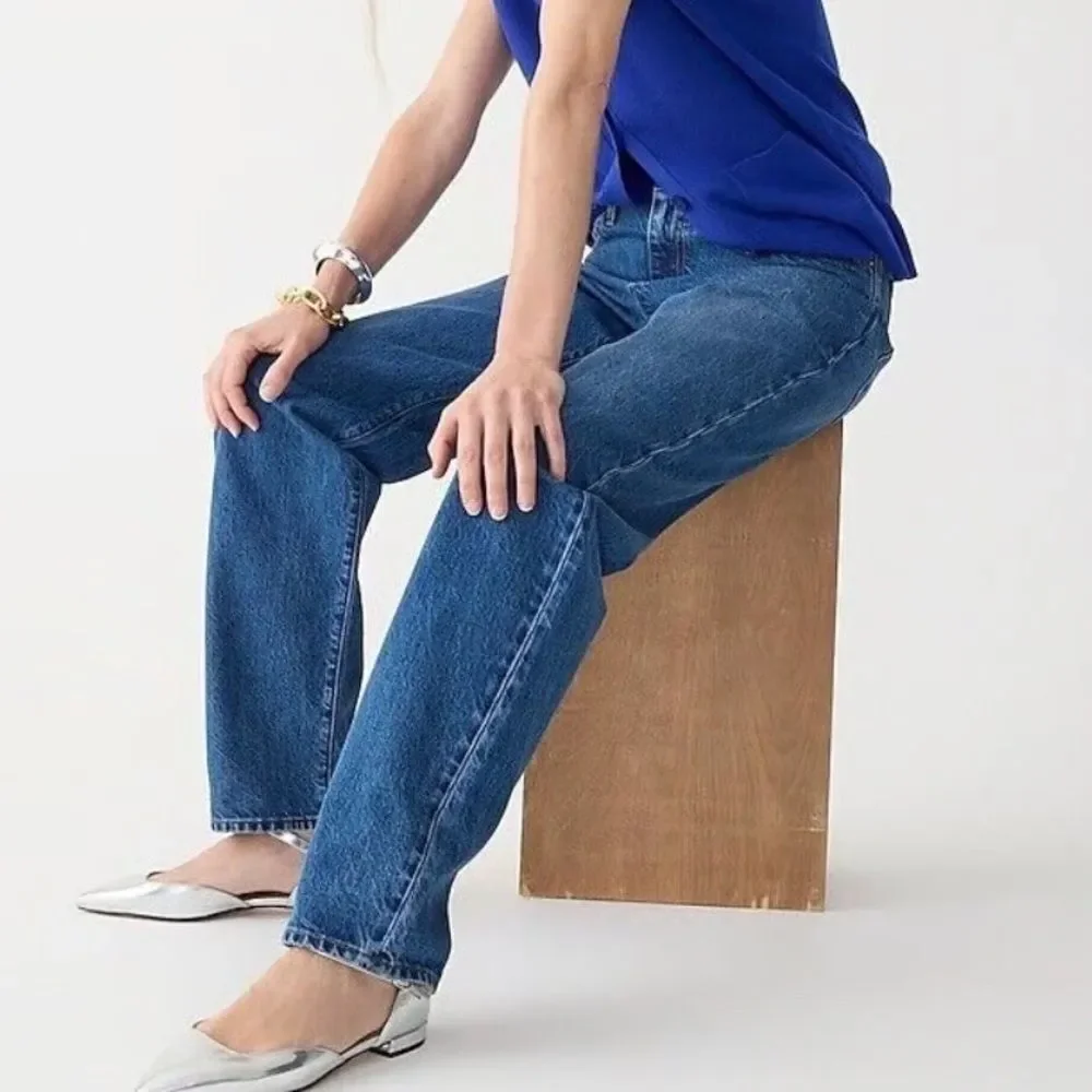 J. Crew Mid-Rise Slouchy Straight Jeans Size 28 Blue Denim editorial minimalist